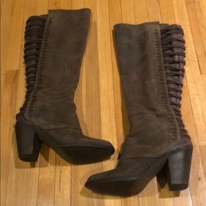 Carlos Santana Brown Suede Knee High Boots